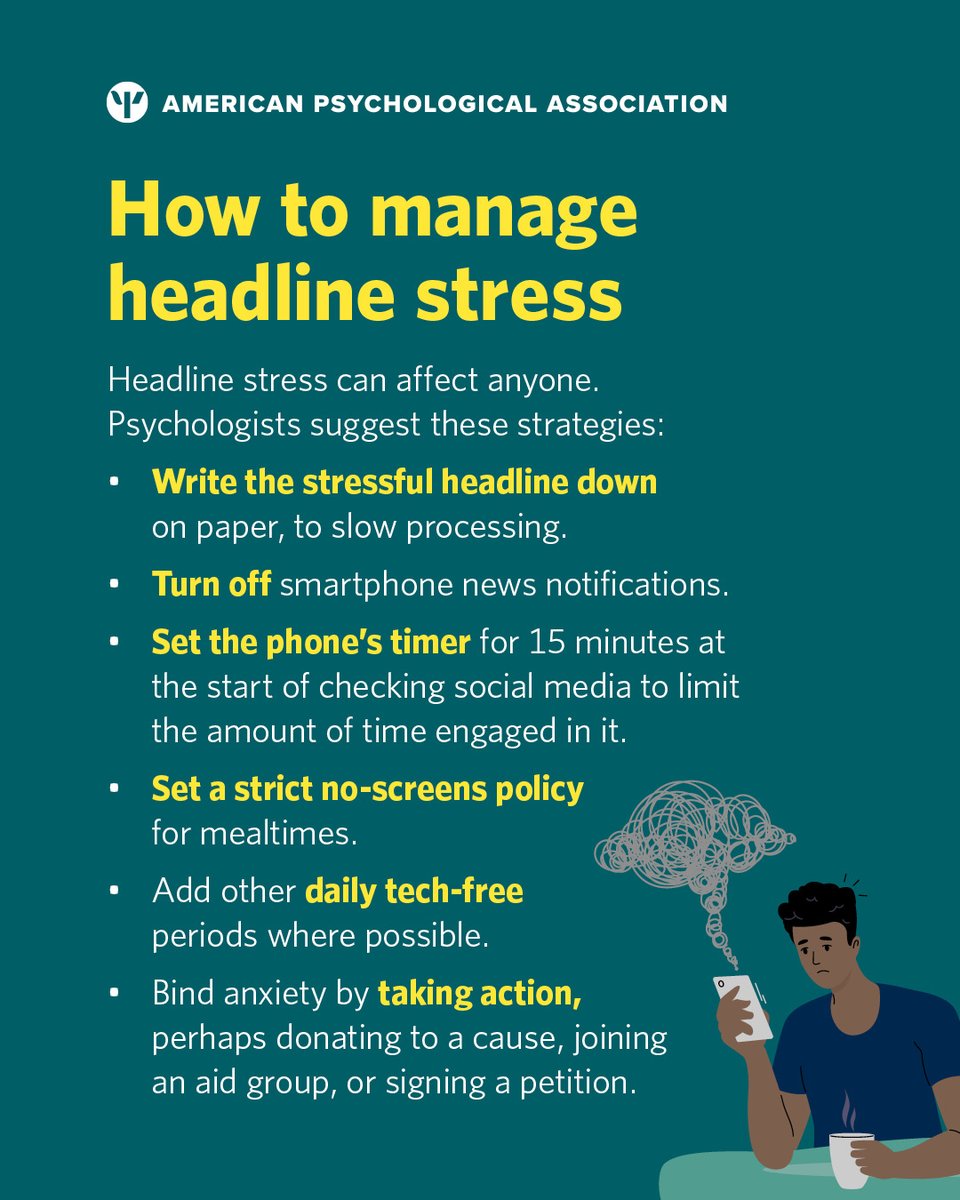 The effects of reading or watching a lot of negative news coverage can harm both mind and body. Installing a few key media guardrails can help.

Learn more: at.apa.org/d34848