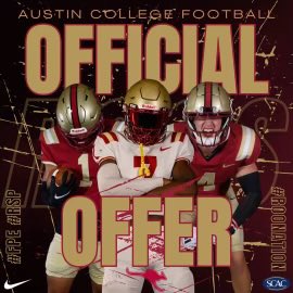Sam Clay (@samclay25) on Twitter photo #AGTG After a great phone call with <a href="/CoachBrionesAC/">Bobby Briones</a> I am blessed to receive an offer from Austin College!!
<a href="/KickExposure/">Kicking Exposure by Scott Blanton</a> <a href="/KohlsKicking/">Kohl's Kicking Camps</a> <a href="/bbasil01/">Brian Basil</a> <a href="/JagFBRecruits/">Flower Mound Jaguar FB Recruiting</a> #AGTG After a great phone call with <a href="/CoachBrionesAC/">Bobby Briones</a> I am blessed to receive an offer from Austin College!!
<a href="/KickExposure/">Kicking Exposure by Scott Blanton</a> <a href="/KohlsKicking/">Kohl's Kicking Camps</a> <a href="/bbasil01/">Brian Basil</a> <a href="/JagFBRecruits/">Flower Mound Jaguar FB Recruiting</a>