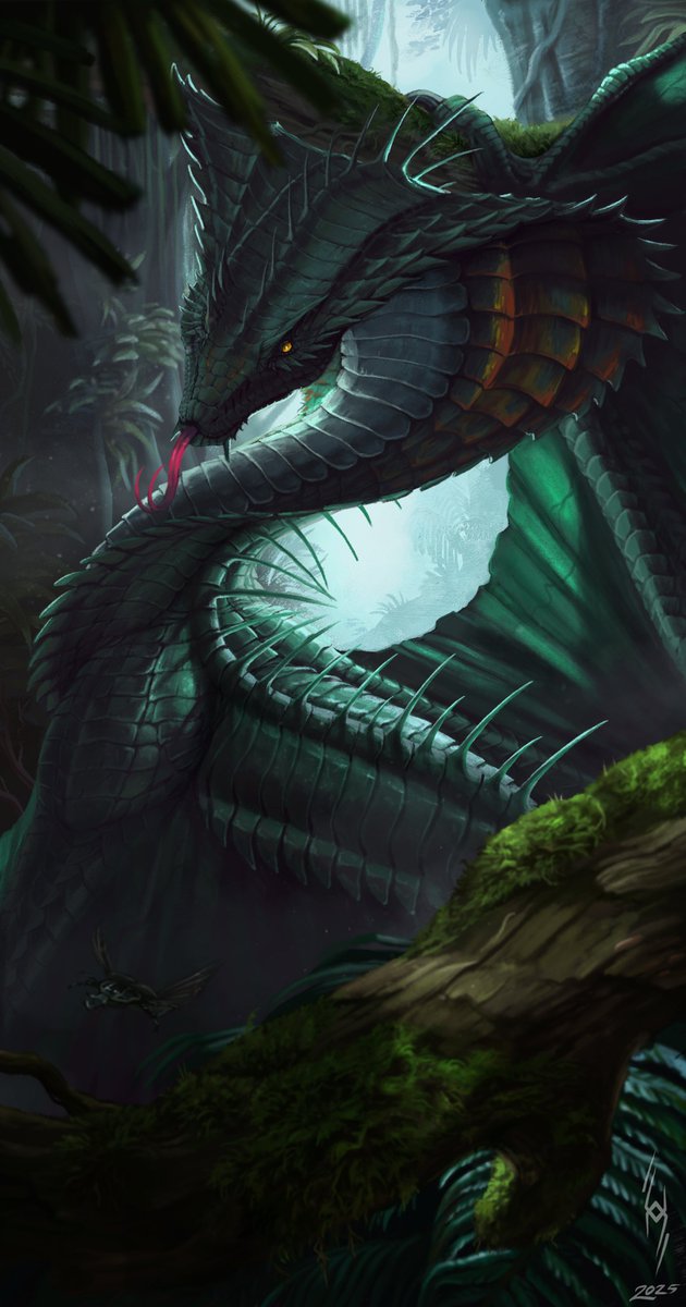 I am very happy to say this is done. Its a bit late for #yearofthesnake but it inspired a fun dragon to paint regardless. This artwork is a  milestone for me as I have not completed an illustration for myself  in... a lot of years. Thank you for all the support on this.