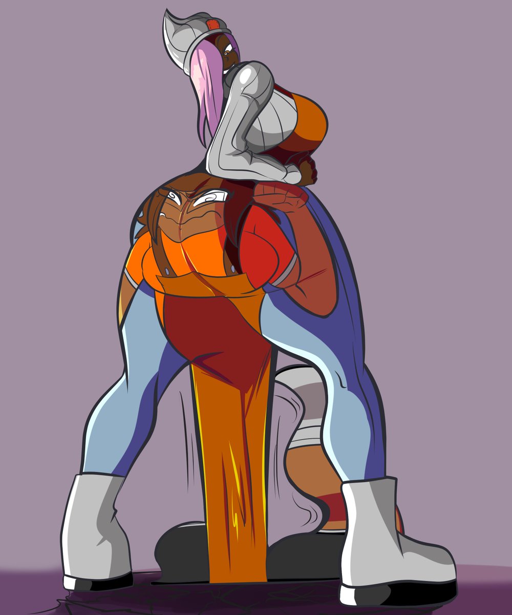 Commision for nonsensenoises on bluesky featuring their OC's, Tannis and Raquel!