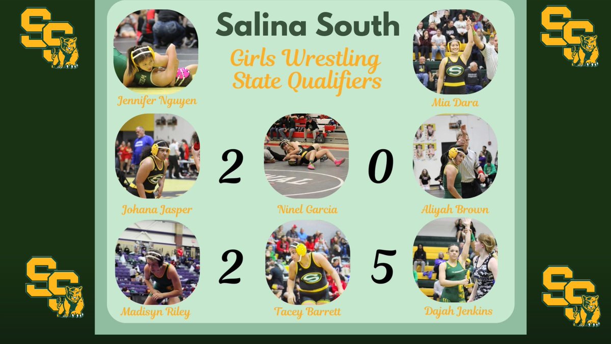 School record eight girls on to the Class 5A KSHSAA State Wrestling tournament at Hartman Arena in Park City on Feb. 28th-March 1st. Congrats, and best of luck girls and coaches!