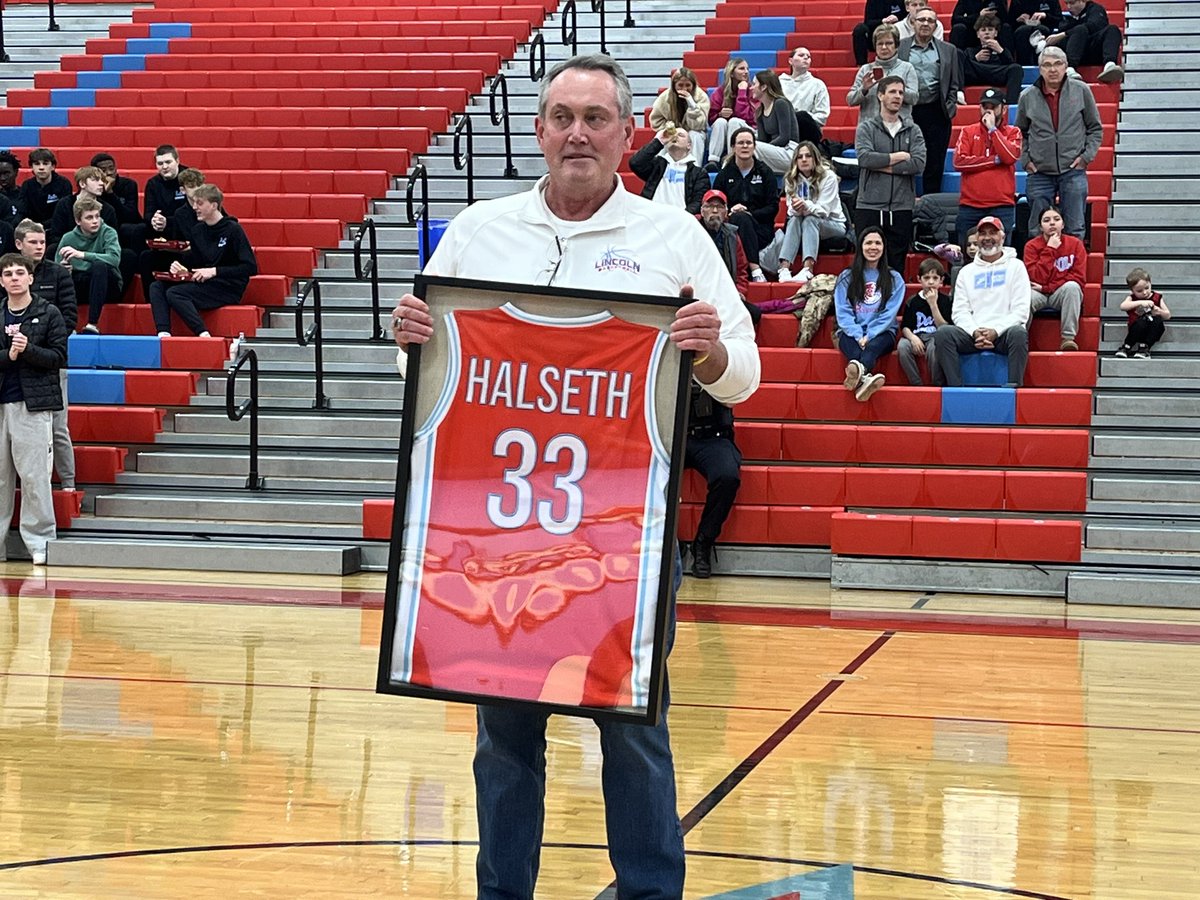 Yesterday, the Lincoln Boys Basketball program honored Coach Jeff Halseth for 33 years of dedication, passion, and leadership. His impact goes far beyond the court, shaping generations of Patriots. Thank you Coach Halseth! #GoPats #FAMILY