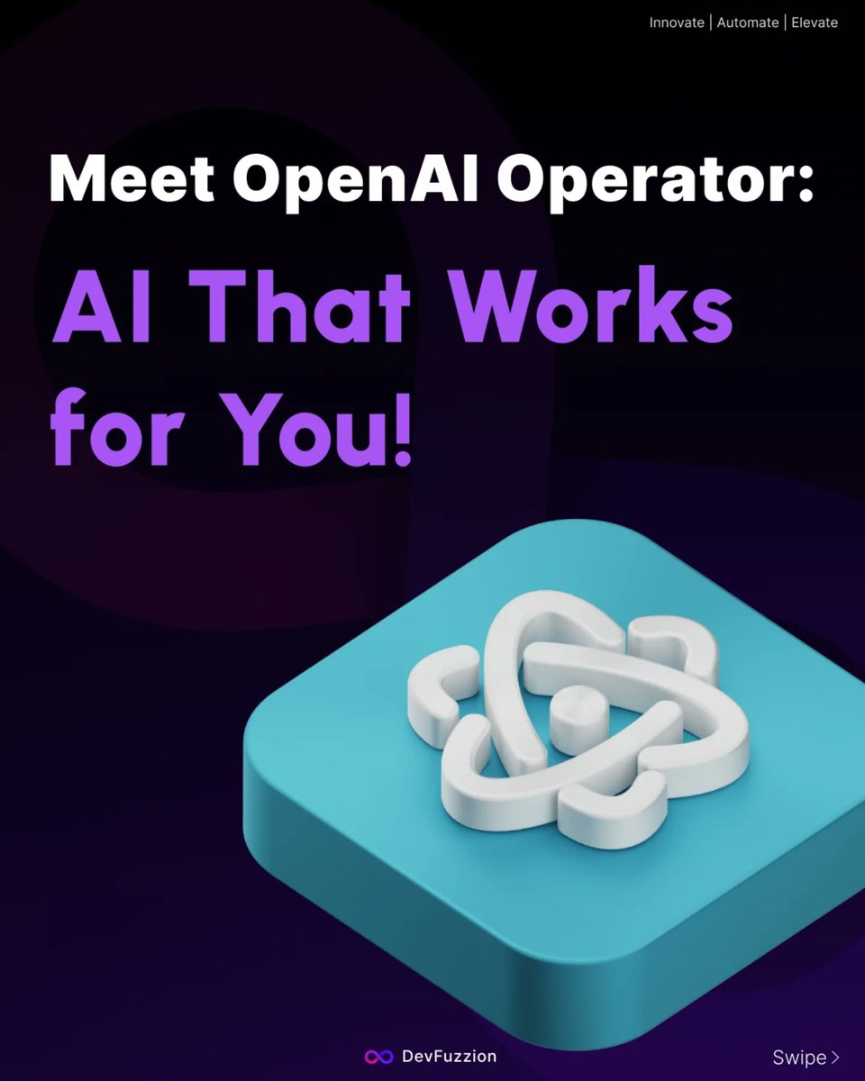 devfuzzion's tweet image. Meet OpenAi Operator: AI That Works for You!
Operator is an AI agent that browses, clicks, and types for you handling tasks like form-filling and booking travel effortlessly. Now available for Pro users in the U.S.
#AI #Automation #OperatorAI #TechInnovation #chatgpt
#AIAgent