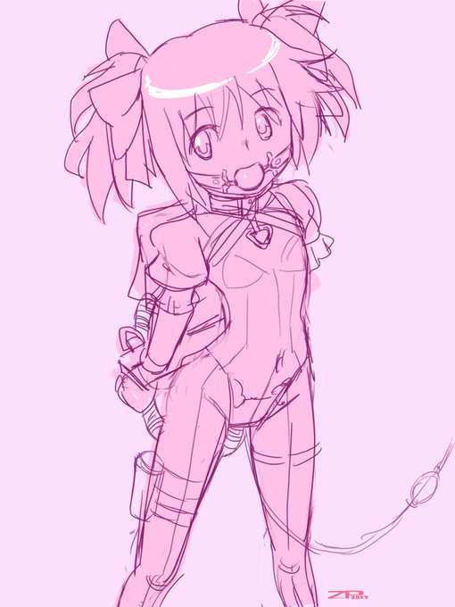 コミッション鹿目まどか WIPラフ マスクなど装備を追加していきます。 