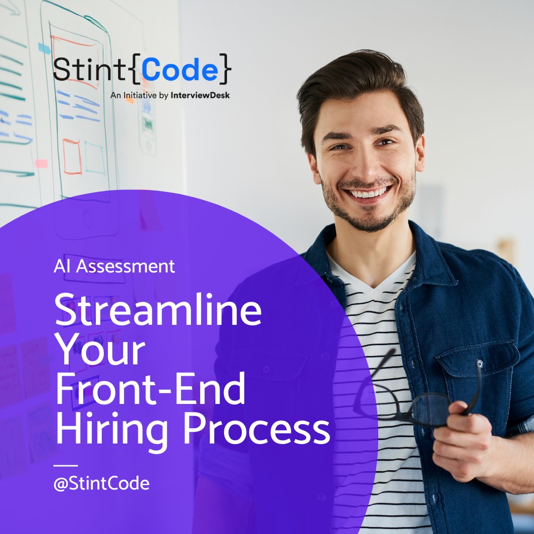 StintCode's tweet image. We understand how overwhelming it can be to screen hundreds of candidates. That’s why we designed a platform to help you hire faster, smarter, and better.

#HiringMadeEasy #TechTalent #FrontEndHiring #AutomationInRecruitment #stintcode #InterviewDesk #AIAssessment #Assessment