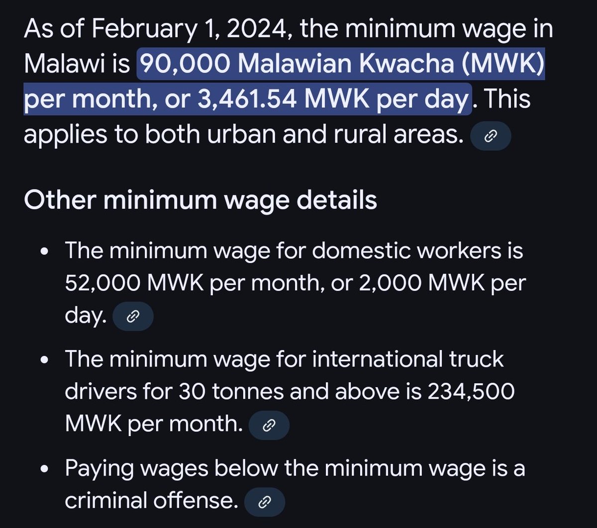 Jack McBrams (@mcbrams) on Twitter photo The price of a staple food bag has hit K100,000, yet the minimum wage stands at K90,000 per month—K52,000 for domestic workers. So, Hon. <a href="/SChithyola/">Simplex Chithyola</a>, are Malawians supposed to eat one bag of maize overdraft or should they start surviving on prayer and hope? Please, enlighten us! The price of a staple food bag has hit K100,000, yet the minimum wage stands at K90,000 per month—K52,000 for domestic workers. So, Hon. <a href="/SChithyola/">Simplex Chithyola</a>, are Malawians supposed to eat one bag of maize overdraft or should they start surviving on prayer and hope? Please, enlighten us!