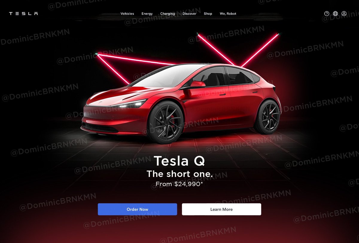 TeslaNewswire's tweet photo. 🔥 Tesla is rumored to be ahead of schedule, with more affordable models potentially launching in early Q2 2025!
The Model Q could be just around the corner.
📸: @DominicBRNKMN https://t.co/fdw1wyuiE4