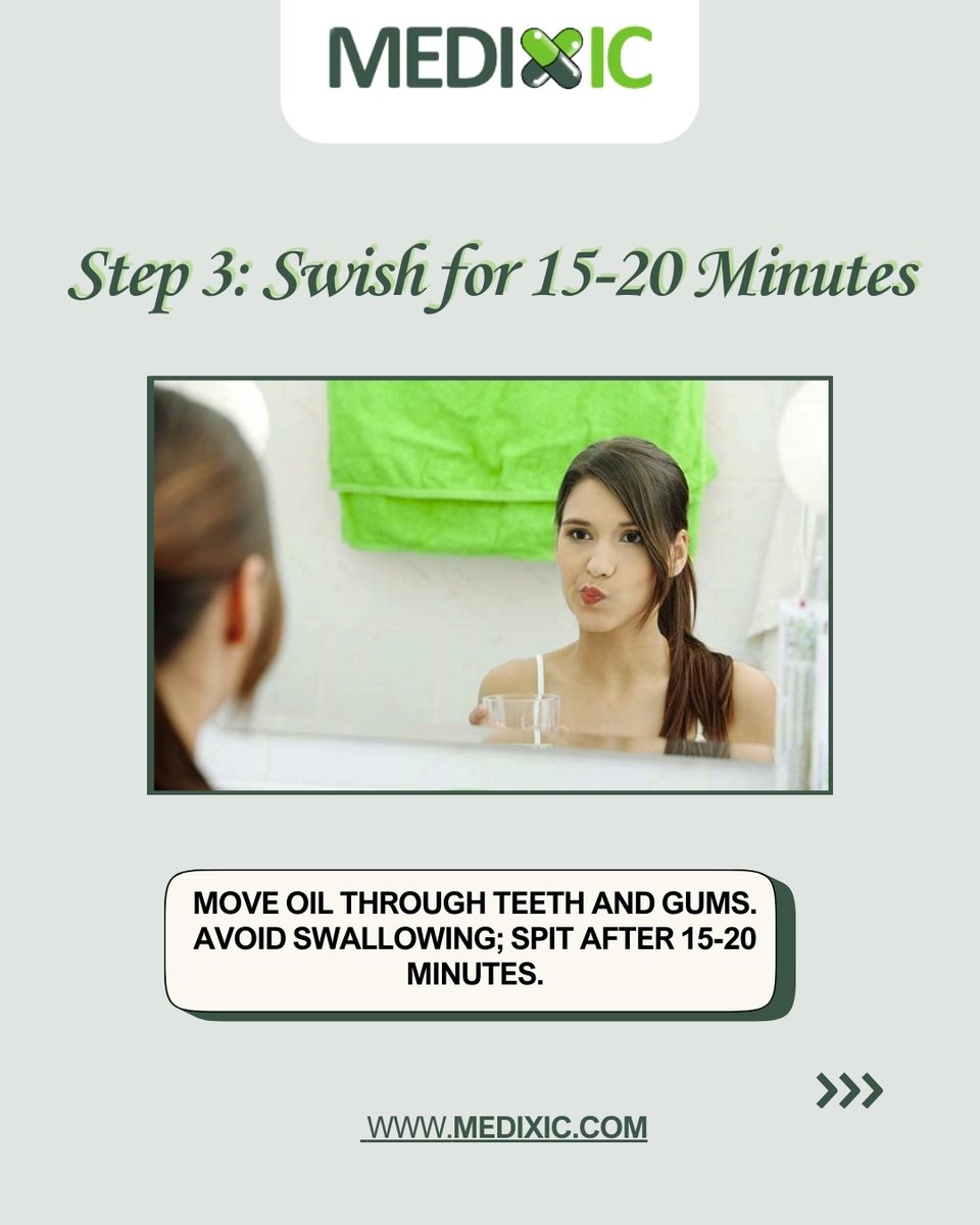 medixic's tweet photo. Oil Pulling Method for a Healthier Smile!

Benefits? Detoxed mouth, whiter teeth, healthier gums, and fresher breath!
Try it daily for amazing results!

#oilpulling #oilpullingmethod #oralhealth #naturalremedies #coconutoilpulling #healthygums #whiteteethnaturally #mouthdetox https://t.co/1mDMXZDl2H