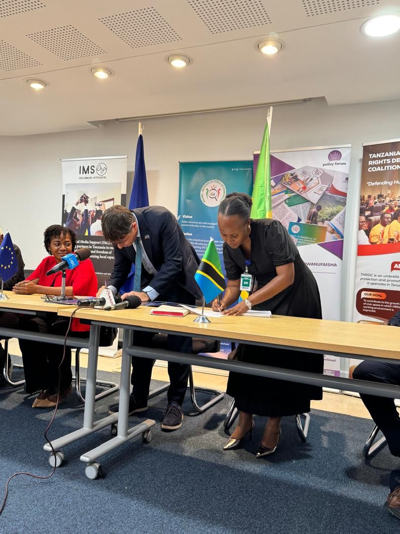 zanpress's tweet photo. A historic moment has made as four lead applicant organizations THRDC, Wajibu, Haki Elimu and IMS, officially signed grant contracts under the European Union’s Strengthening CSOs as Independent Actors of Good Governance and Development in Tanzania.
#PressFreedom
@UTPCtz https://t.co/QLO1FuBeXm