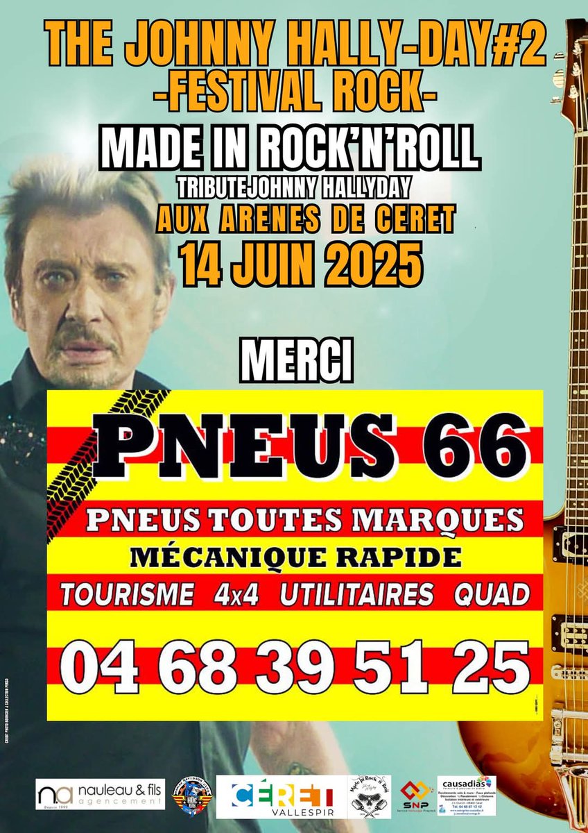 Merci #Pneus66ceret   de vôtre soutiens, pour que cet évènement soit encore plus merveilleux 
MERCI  🎶🎵🔥

#thejohnnyhallyday2 #JohnnyHallyday #tributejohnnyhallyday #CERET