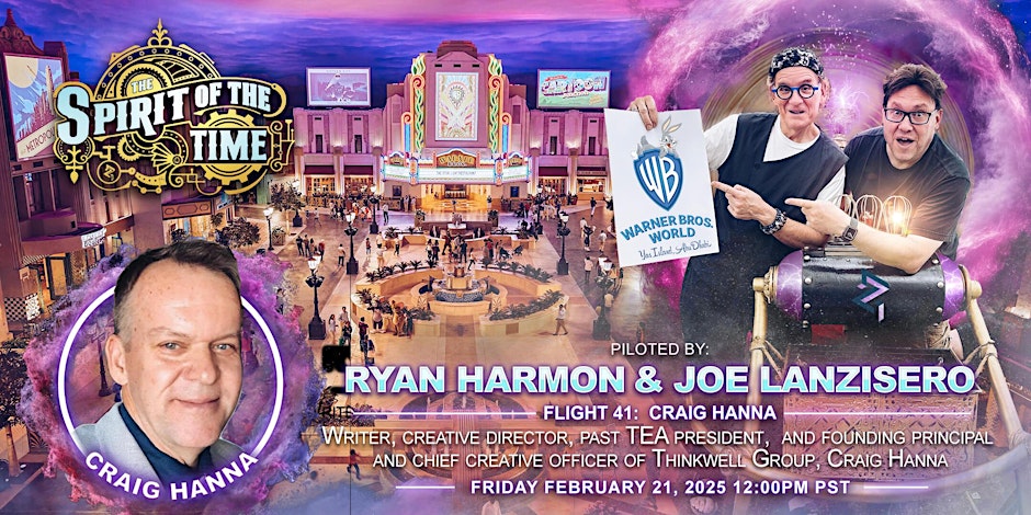 ✨ THE SPIRIT OF THE TIME ✨

<a href="/Zeitgeist_USA/">Zeitgeist Design</a> will be joined by Craig Hanna, Chief Creative Officer of Thinkwell Group, for a timely and timeless journey through his career in themed entertainment.

February 21st, 12:00 PM PST.

Register here 👉 bit.ly/3CERdA1