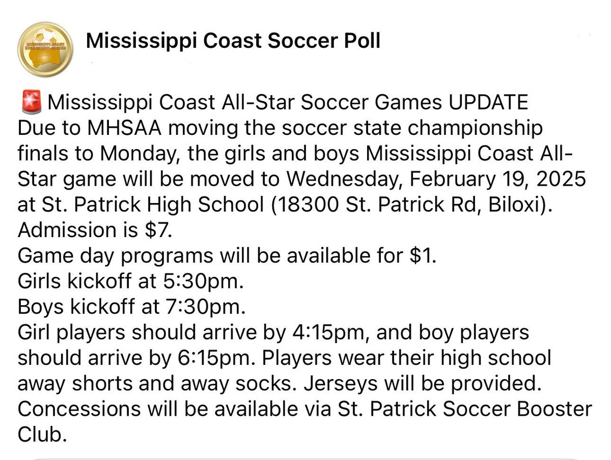 Mississippi Coast Soccer Poll tweet media