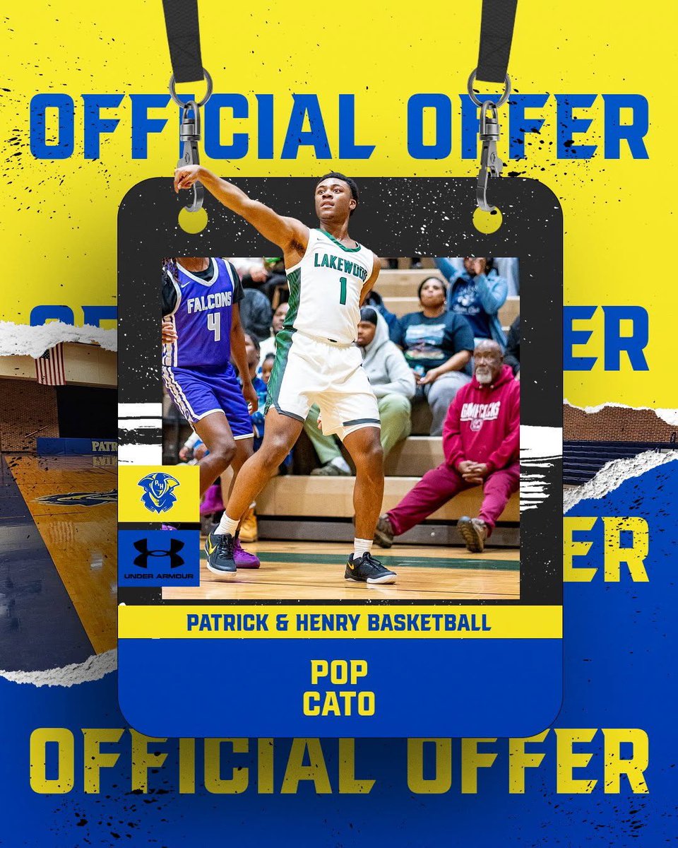 Congratulations to 6’2 G Pop Cato on receiving his first offer from Patrick &amp; Henry community college!