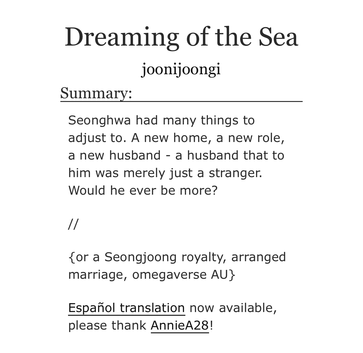 Sexngjxxng A/B/O Fic Rec:
Title: Dreaming of the Sea
Author: <a href="/joonijoongi/">sarah 🌊</a> 
Link: archiveofourown.org/works/33004882…