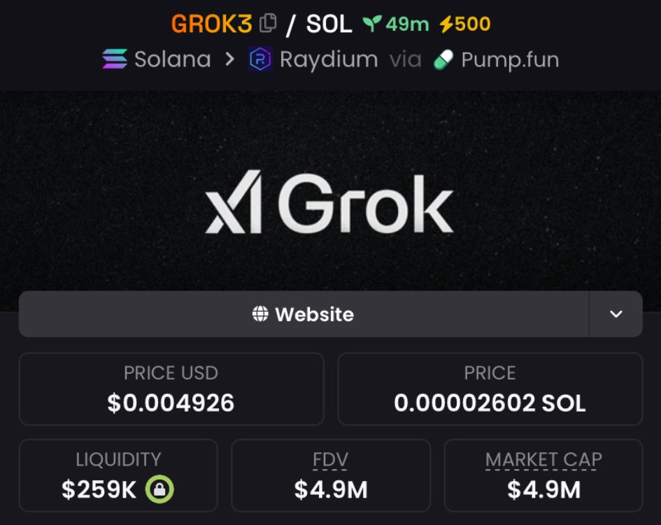 DeAndreRobertss's tweet photo. Caught $GROK3 at $4.9M Mcap in my alpha tg 🚀

#GROK3 #EAGLE #DUKO #SIGN #BATCAT #DOOD #VIGI #POOM #NICO $OG #Mow #RUMBLE #OATH #TOM #KMC #Hooty #FROGE #CRIME #DOGE #GOPE #PEAGLE https://t.co/VWIYnzrupi