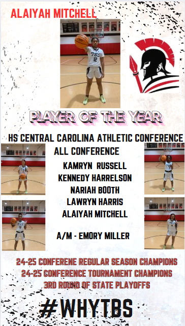 Great job Ladies!! 
All Conference 1st Team
<a href="/Kamryn08104993/">Kamryn Russell</a> - 219pts, 61asst,53stls,65reb
@ Kennedy Harrelson - 205pts, 89rebs,26blks,15asst
@ Alaiyah Mitchell - 340pts, 112rebs, 60stls, 41,asst
@ Lawryn Harris -  143pts, 33stls, 25rebs,14asst
@ Nariah Booth - 34pts,19rebs,11asst