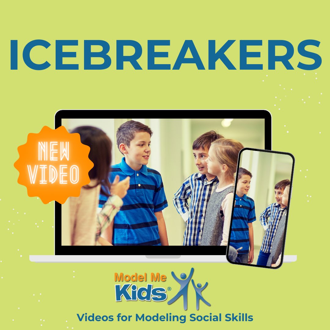 modelmekids's tweet photo. Watch the latest #videomodeling conversation example on icebreakers and use the script to role-play.

#ModelMeKids, LLC - Videos for Modeling #SocialSkills https://t.co/lXiaCnQ461

#videomodeling #autism #socialskillscurriculum #occupationaltherapy #bcba #slpeeps #OT https://t.co/dYcpjmH73S