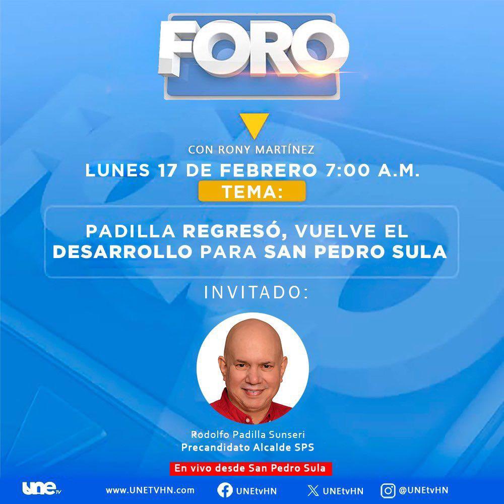 🔥 ¡Atención, SPS! 🔥 
Nuestro próximo alcalde, #RodolfoPadilla, estará mañana a las 7:00 a.m. en UneTV. 📺☕ 
No te lo pierdas 😎✌🏼
#VotarXPadillasEsVotarXPadilla