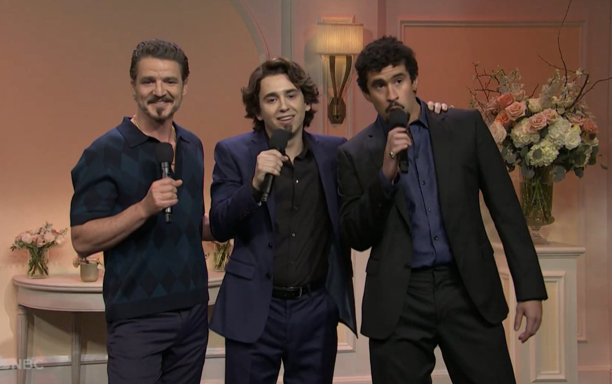 badbunnynetwork's tweet photo. Bad Bunny, Pedro Pascal &amp; Marcello Hernandez. #SNL50thAnniversary https://t.co/C94nUGU1kV