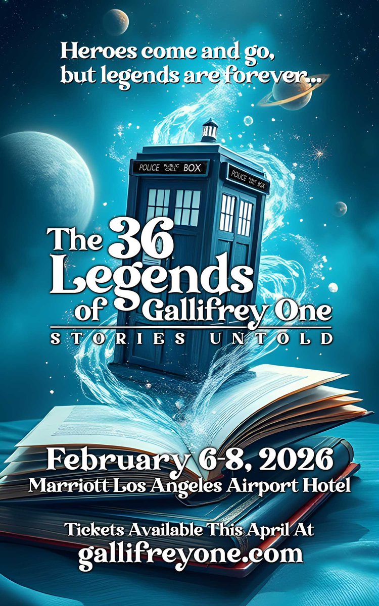 Gallifrey One in 35 Millimetre is now a memory… but you are cordially invited to join us next year for THE 36 LEGENDS OF GALLIFREY ONE: STORIES UNTOLD, February 6-8, 2026 at the Marriott LAX Hotel. Tickets on sale this April! #gally1