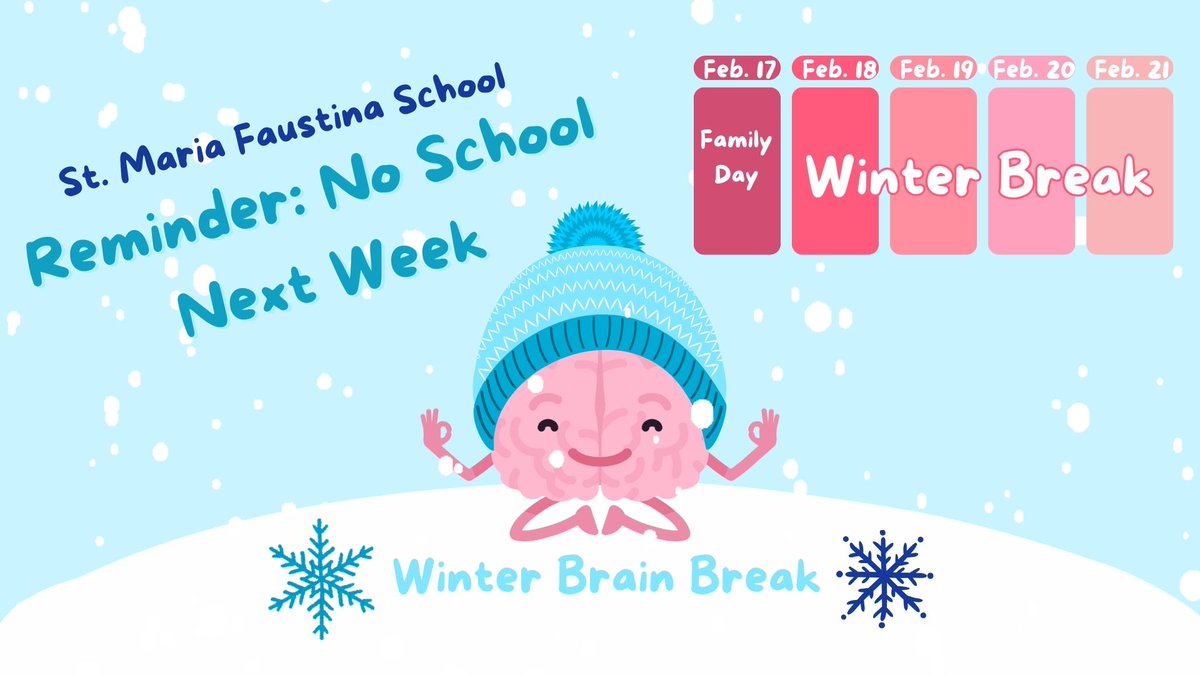 A reminder to our Heroes families that there is no school this week due to Winter Break. Stay safe and warm Heroes, we will see you on February 24th.