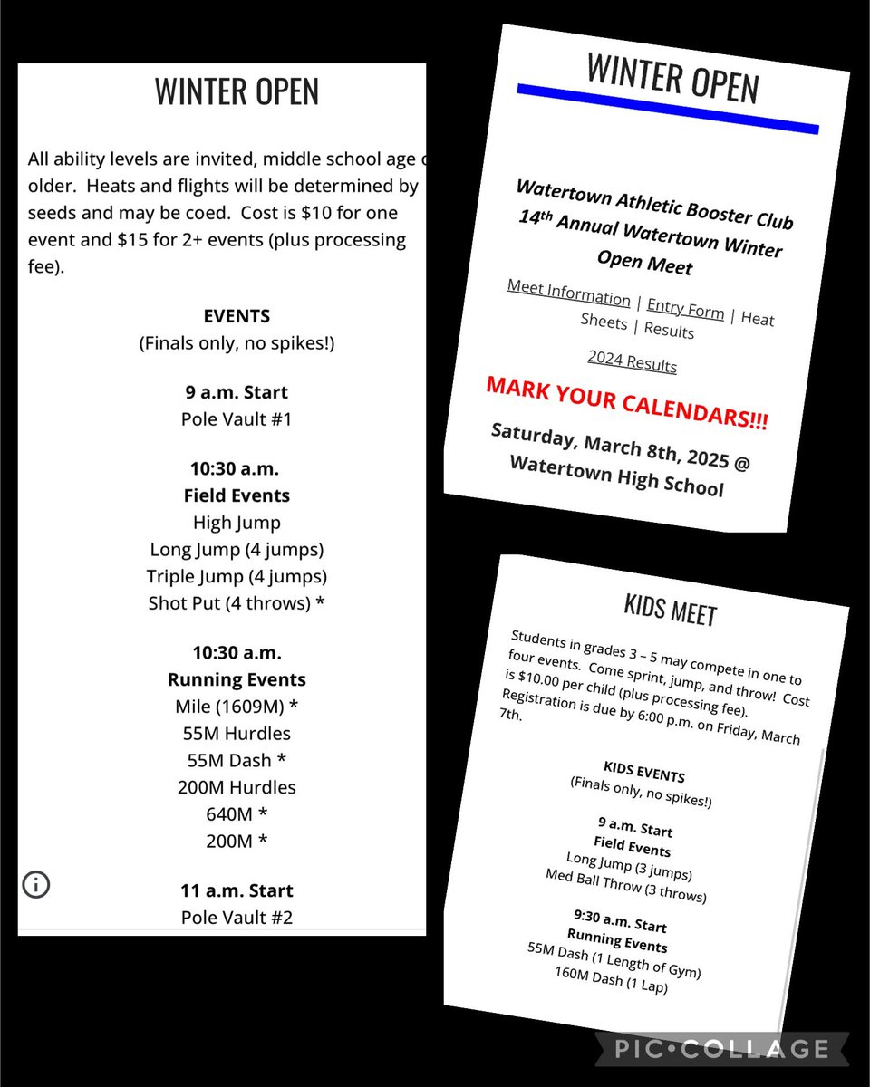JeanDoherty's tweet image. Attention Track &amp;amp; Field enthusiasts- sign up to compete in the Watertown Athletic Booster Club  Winter Open. 

sites.google.com/a/mywusd.org/t…