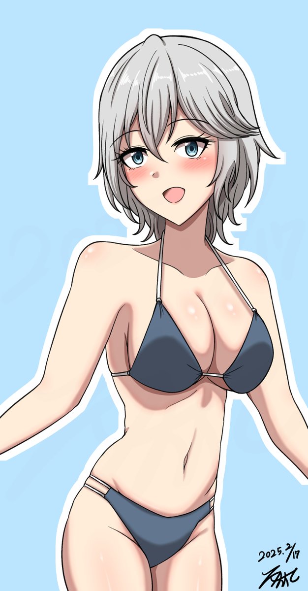 アーニャ「水着アーニャ。おまけの犬スタシア。久しぶりに色々描いたらと楽しくなってきたわ。 」|TAKKU@Skeb募集中。のイラスト