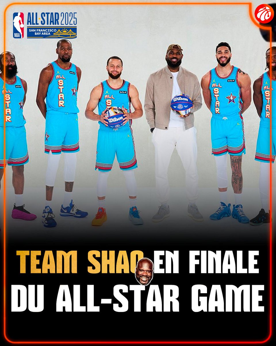 Starting__Five's tweet photo. ⭐️ La team Shaq s'impose face à la team du Rising Stars❗️

🇺🇸 Les OGs, Stephen Curry, Kevin Durant, LeBron James, James Harden, Jaylen Brown, Jayson Tatum, Damian Lillard et Kyrie Irving vont en finale !

🤩 Une belle finale :
Team OGs 🇺🇸 🆚 🇪🇺 Team Europe https://t.co/2JyQ06JUfJ