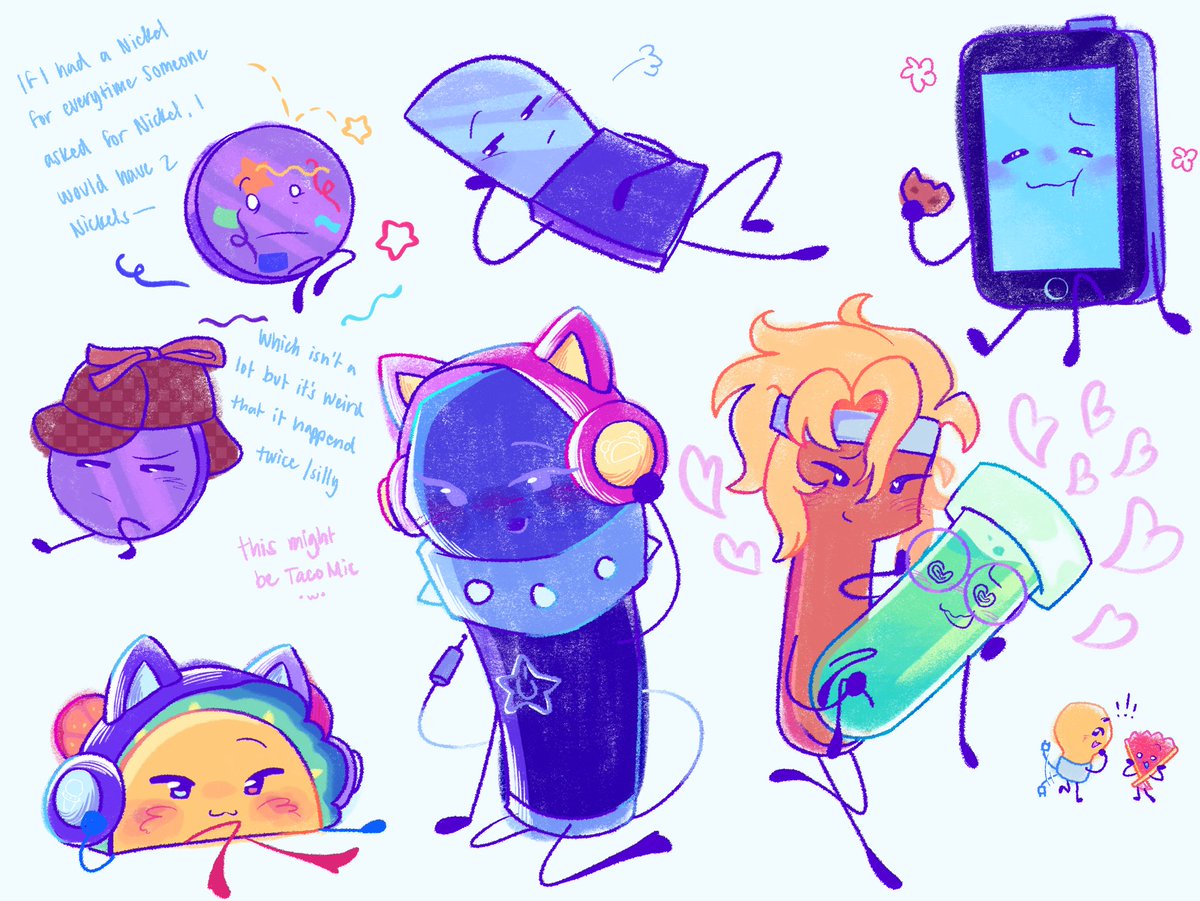 Cupids_Froggy's tweet photo. AWHILE AGO I asked ppl to give me characters & I drew some of them ๐
(I wanna draw more later but Im on Peanuts & OC brainrot rn)
#osc #ii #inanimateinsanity #testbrush #tacomic https://t.co/4bBljUtJHf