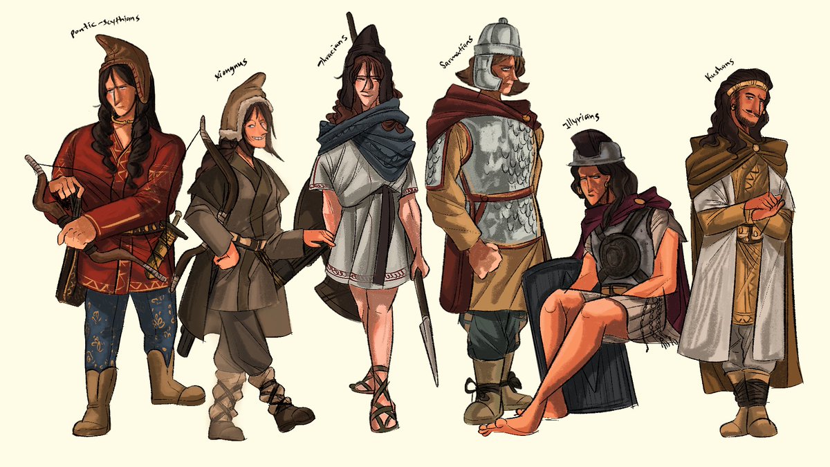 cookiecrusher45's tweet photo. Some Eurasian steppe nomads but only had of them. I drew some nomads a while ago but Ionly had “Scythia”, Xiongnus, Parthia, and Kushans bc I thought they were the most significant lol but there’s def more that I’m too lazy to do
#countryhumans #characterdesign https://t.co/7PFHvE0gpS