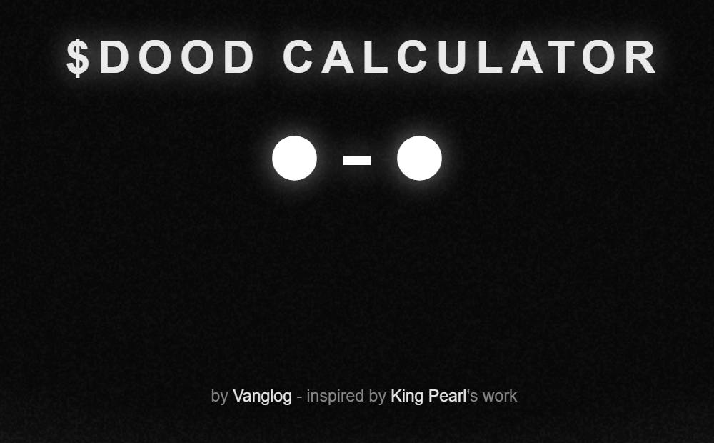 Vanglog_eth's tweet image. Make Something  ● - ●

I made something for you degens wondering about your $DOOD allocation.
Play around with the numbers &amp;amp; see what you might get.

NOT OFFICIAL &amp;amp; NFA, but don't fade @doodles. • ᴗ •

Make sure to check @0xPearl's Dark Dood generator, too. 🖤

Link below 🔗