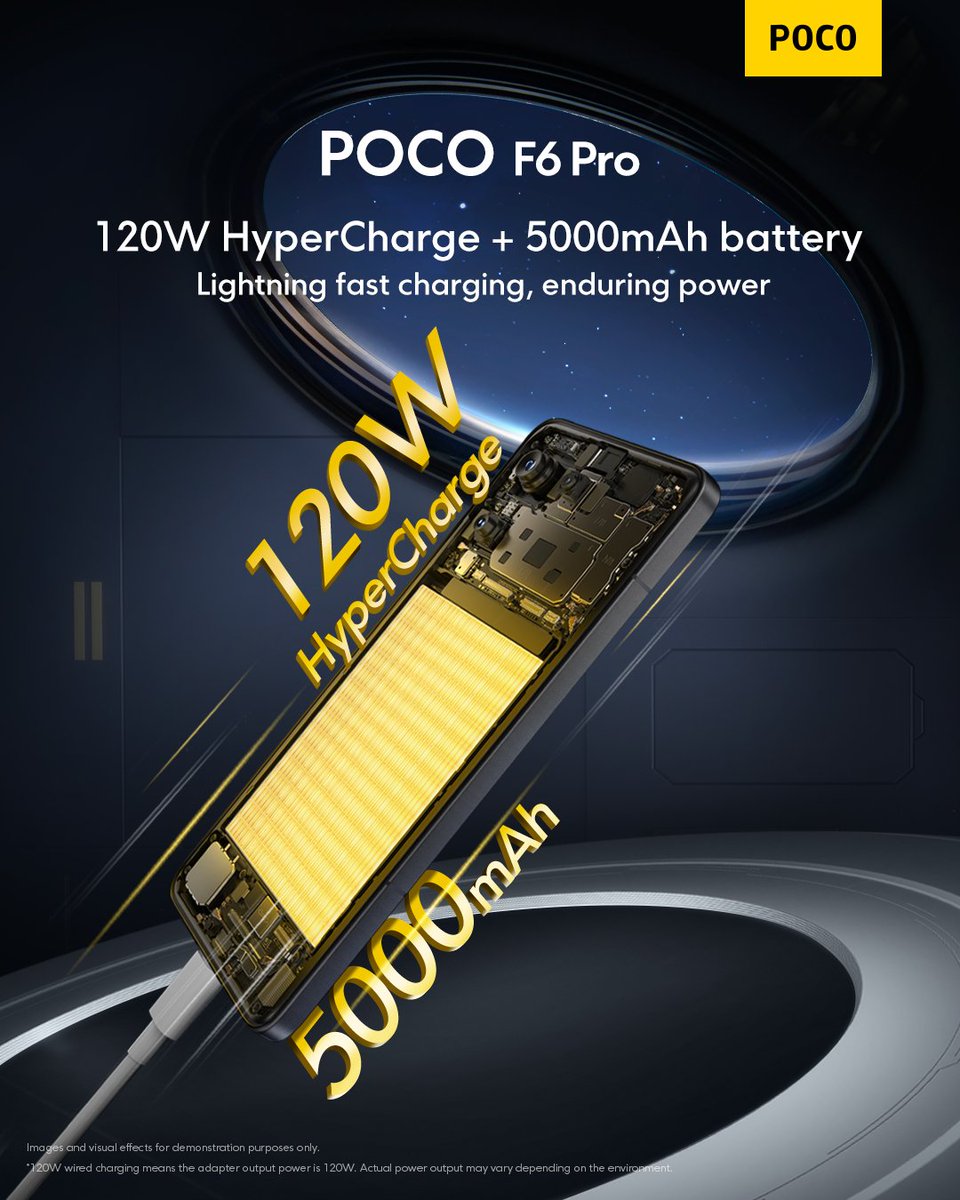 POCOGlobal's tweet image. Step up your charging game with the #POCOF6Pro's 120W HyperCharge and powerful 5000mAh battery.