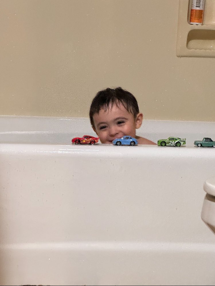 Car wash. Working at the car wash, yeah.

The grandson’s cars never seem to stop coming