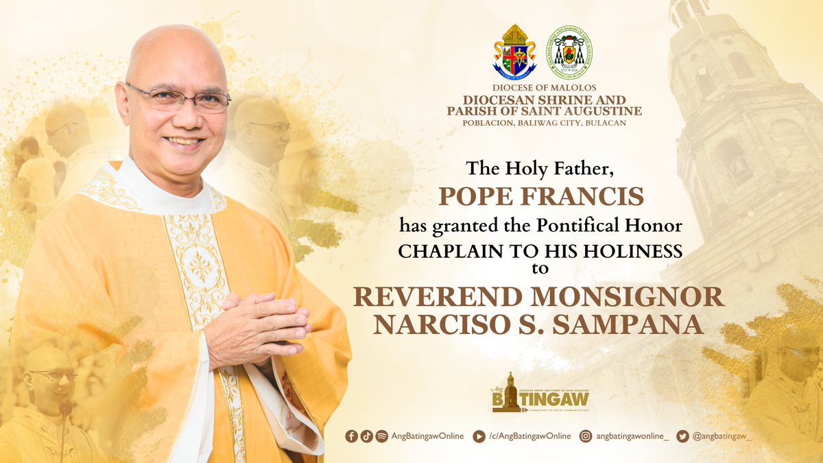 angbatingaw_'s tweet photo. The Holy Father, Pope Francis has granted the Pontifical Honor, ๐๐๐๐๐๐๐๐ ๐๐ ๐๐๐ ๐๐๐๐๐๐๐๐ to:
๐น๐๐๐๐๐๐๐
๐ด๐๐๐๐๐๐๐๐
๐๐๐๐๐๐๐ ๐๐๐๐๐๐๐๐ ๐๐๐๐๐๐๐
Thanks be to God! Deo Gracias!
#CappellanidiSuaSantitร #DSPSA #AngBatingaw https://t.co/GsPwPG4i7z