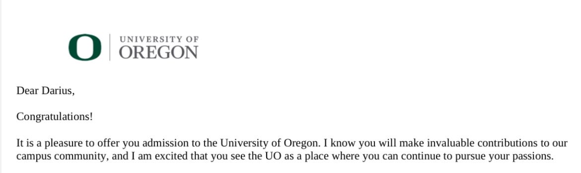 DariusSuggs2's tweet photo. Blessed to announce I got accepted into University of Oregon! I have nobody to thank but God for this amazing opportunity🙏🏾 I want all these college coaches to know that I’m not just a good athlete but I’m a great student who cares a lot about my grades and education. I’m thankful for my coaches and parents and friends for always encouraging me to be the best. Thank you God❤️