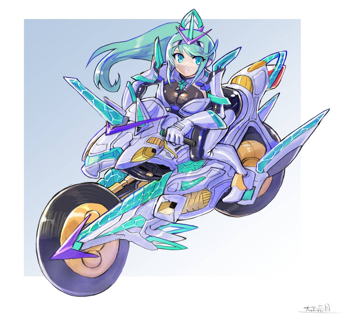 お気に入りのゼノブレイド2レーシングinマリオカートの絵。
今度はユーニさんやミオさんのバイクも描きたいな… 