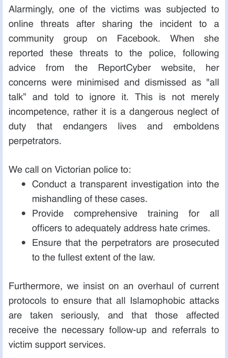 FaridYFarid's tweet photo. Two #Muslim women were assaulted in a #Melbourne shopping centre on Thursday - one of them was pregnant. Police have confirmed the women were injured. The Australian National Imams Council is calling for the string of Islamophobic violence to be treated seriously #auspol https://t.co/EetIDFj9Hx