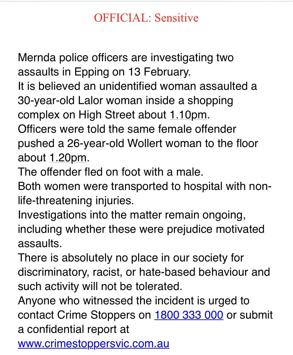 FaridYFarid's tweet photo. Two #Muslim women were assaulted in a #Melbourne shopping centre on Thursday - one of them was pregnant. Police have confirmed the women were injured. The Australian National Imams Council is calling for the string of Islamophobic violence to be treated seriously #auspol https://t.co/EetIDFj9Hx