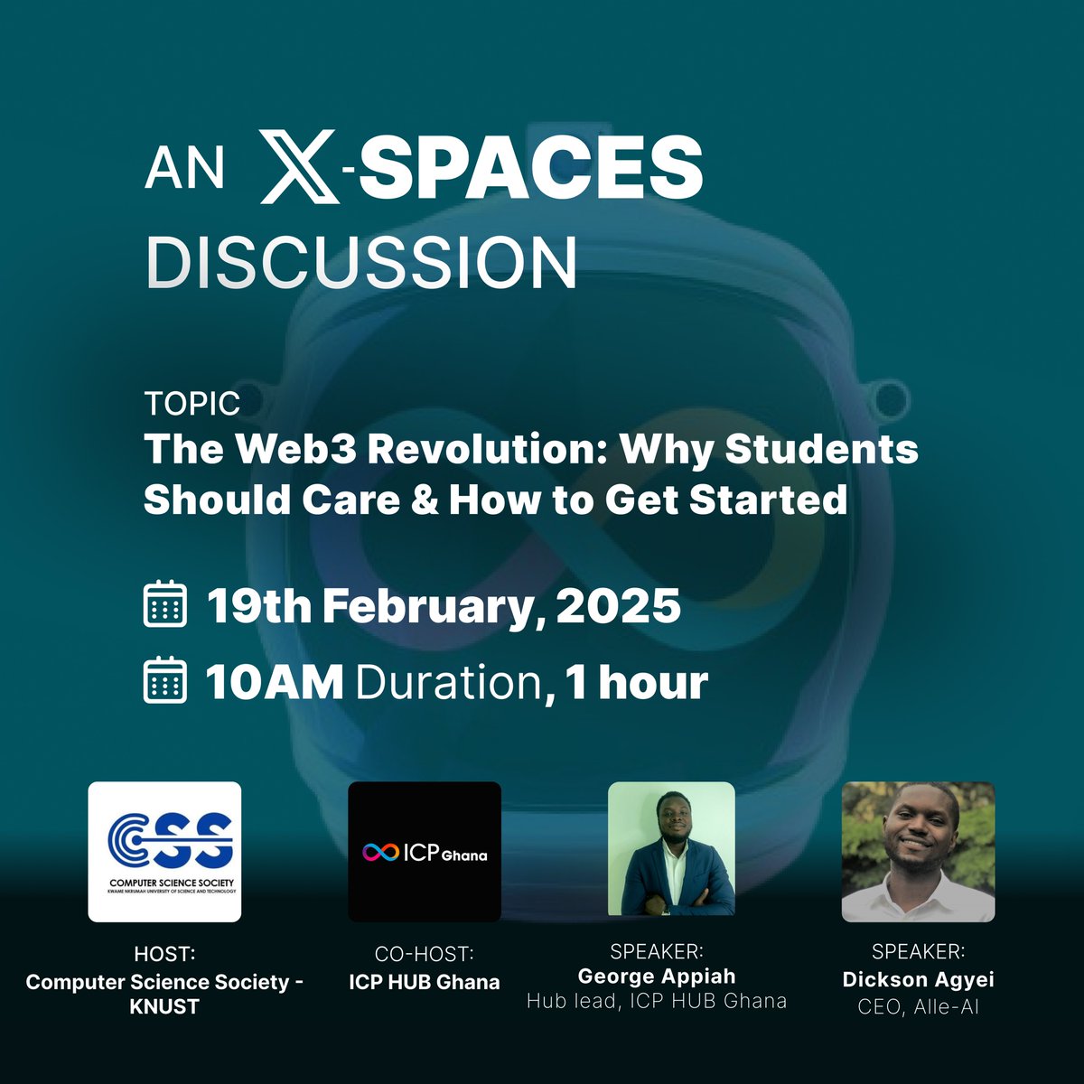 🚀 The Web3 Revolution: Why Students Should Care &amp; How to Get Started!

We’re teaming up with the Computer Science Society at KNUST(<a href="/thecssknust/">Computer Science Society - KNUST</a>) for a straight-to-the-point conversation on why Web3 is more than just a buzzword—and why students should be paying attention.

🎙