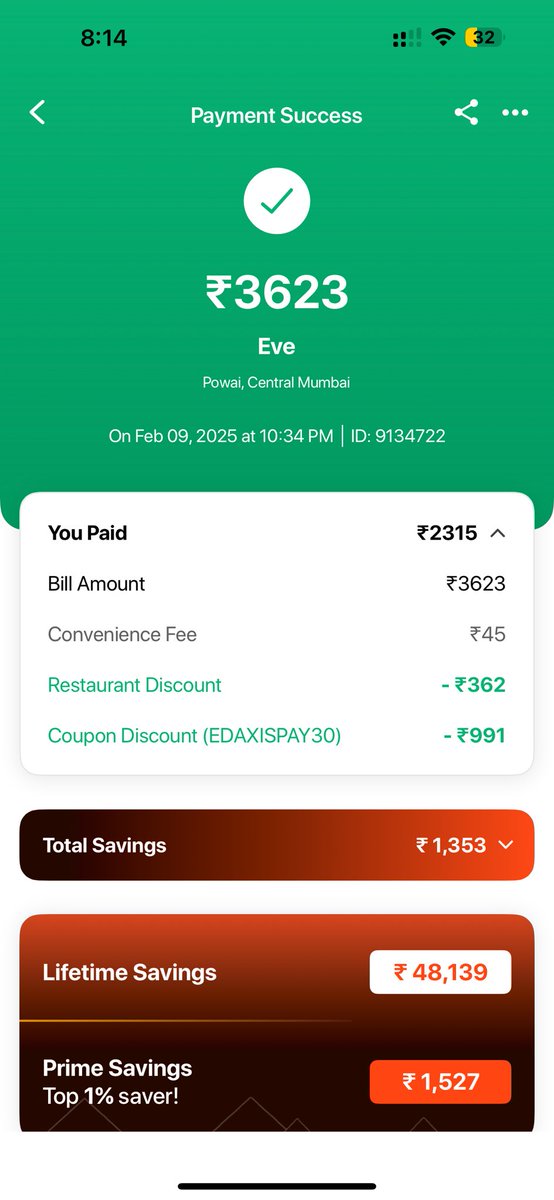 MaxxVerstapppen's tweet photo. @eazydiner Helped me saved a lot this week and had a good experience 🥳

Also, any plans to roll out EatOut Festival in the upcoming week/months? https://t.co/hwacck1Fzf
