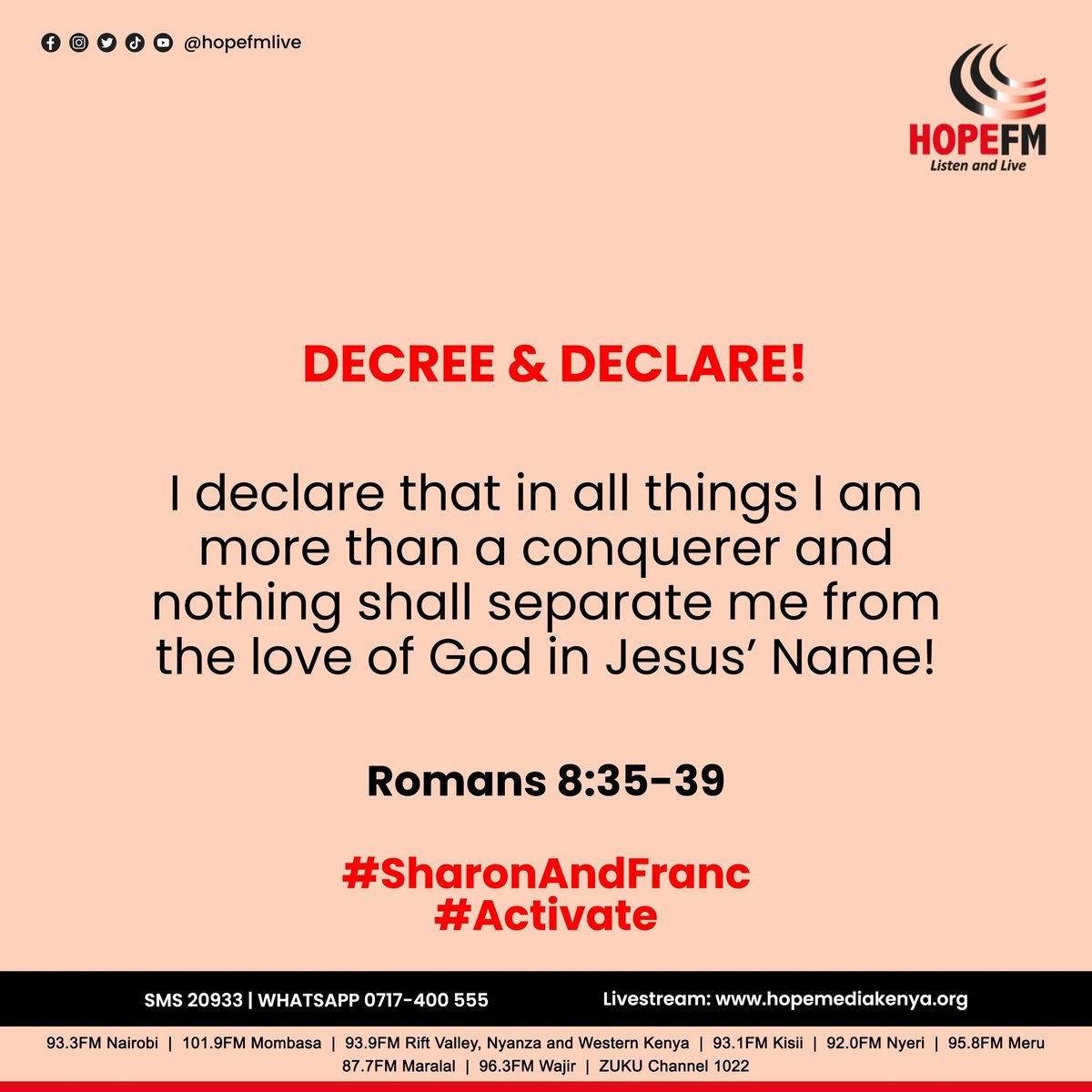 HopeFMLive's tweet image. #Activate #DecreeAndDeclare @sharon_Naitore  @Favoured_Franc