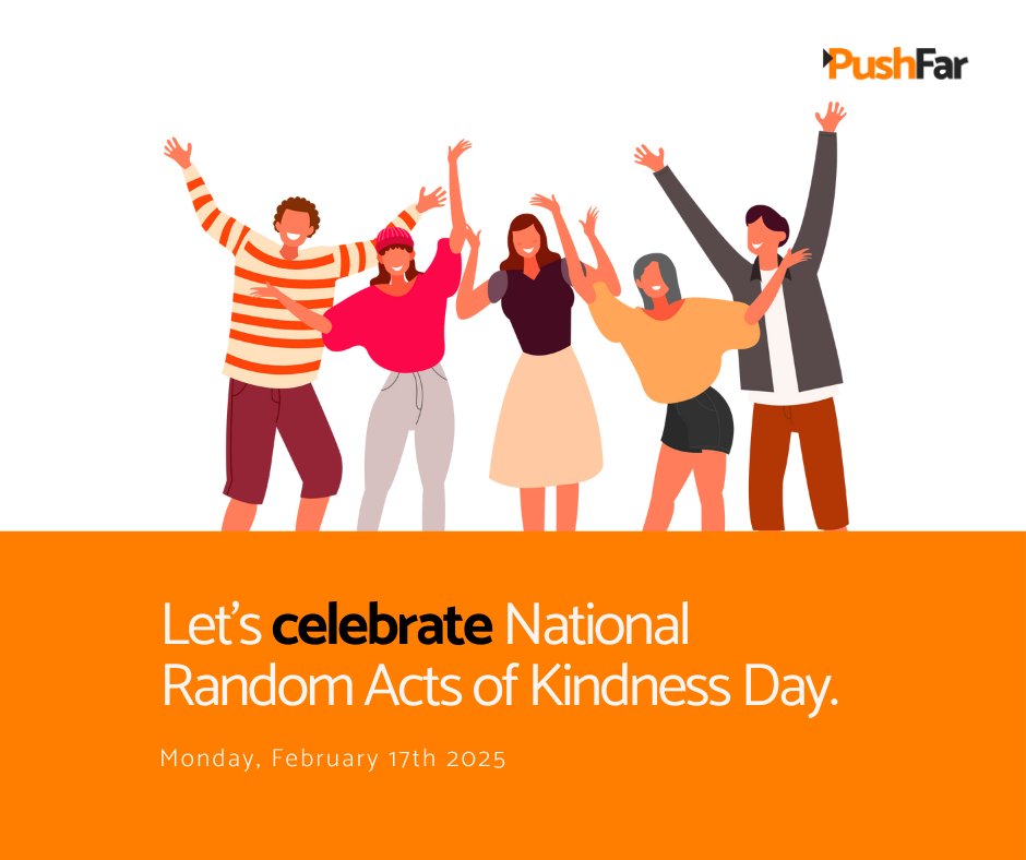It's #RandomActsOfKindnessDay ☀️

Here are some things you can do 👇

🧡 Compliment a stranger
🛒 Let someone go in front of you in line who only has a few items
🎉 Help out neighbours
🚀 Become a mentor at @PushFar
✍️ Sign up as a volunteer at a local charity