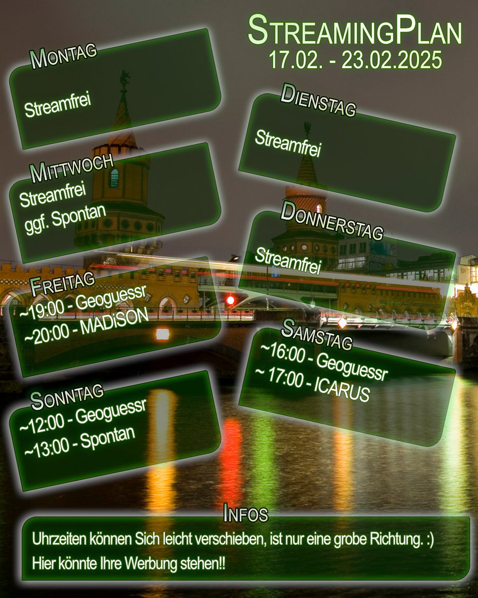 Streamingplan 17.02. - 23.02.2025
Bis demnächst <3
