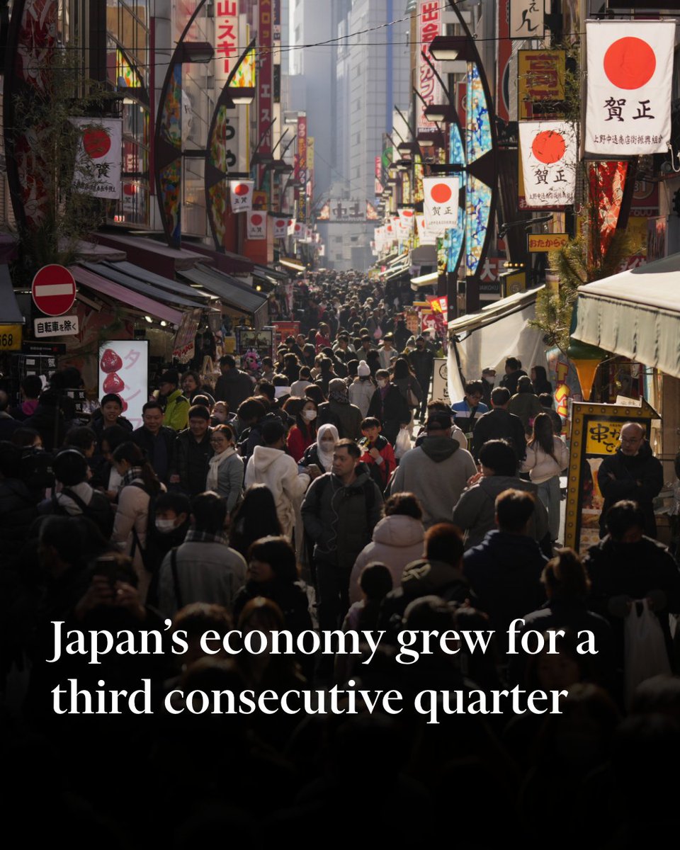 FT's tweet photo. Japan’s GDP expanded at an annualised rate of 2.8% in the October to December 2024 period, significantly exceeding analyst estimates https://t.co/jR4yLGJYhV https://t.co/1EX0yelggl
