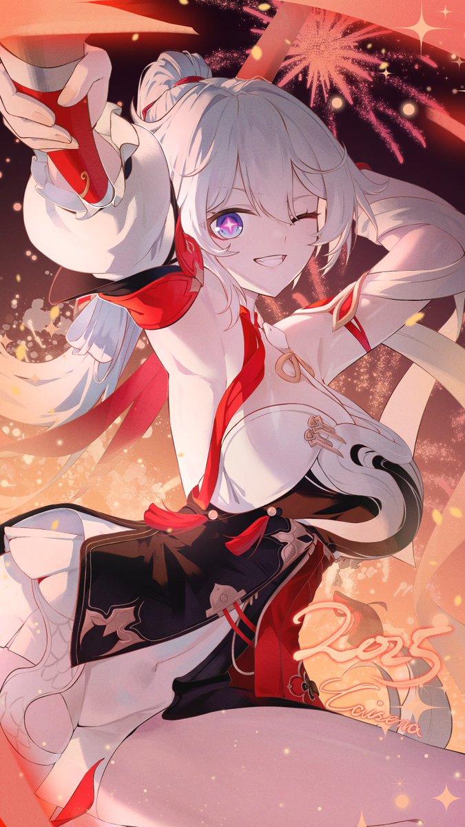 Amidst the dazzling fireworks, the girl's smile is more radiant than starlight!

Kudos to Captain <a href="/CAISENA33/">CAISENA</a>  for the amazing fanwork!
#WithKiana
#HI3Reunion 
#Kiana 
#HonkaiImpact3rd