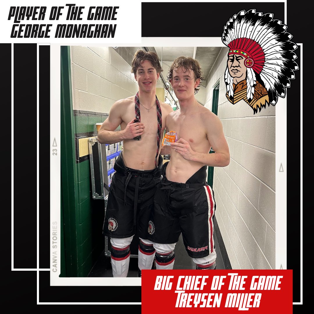 An exciting weekend for OC!
They achieved a four-point sweep, defeating the Calgary Northstars and winning 3-2 against the Okotoks Oilers! 

George Monaghan was the POG and scored the game-winning goal, and Treysen Miller was named the Big Chief of the Game.