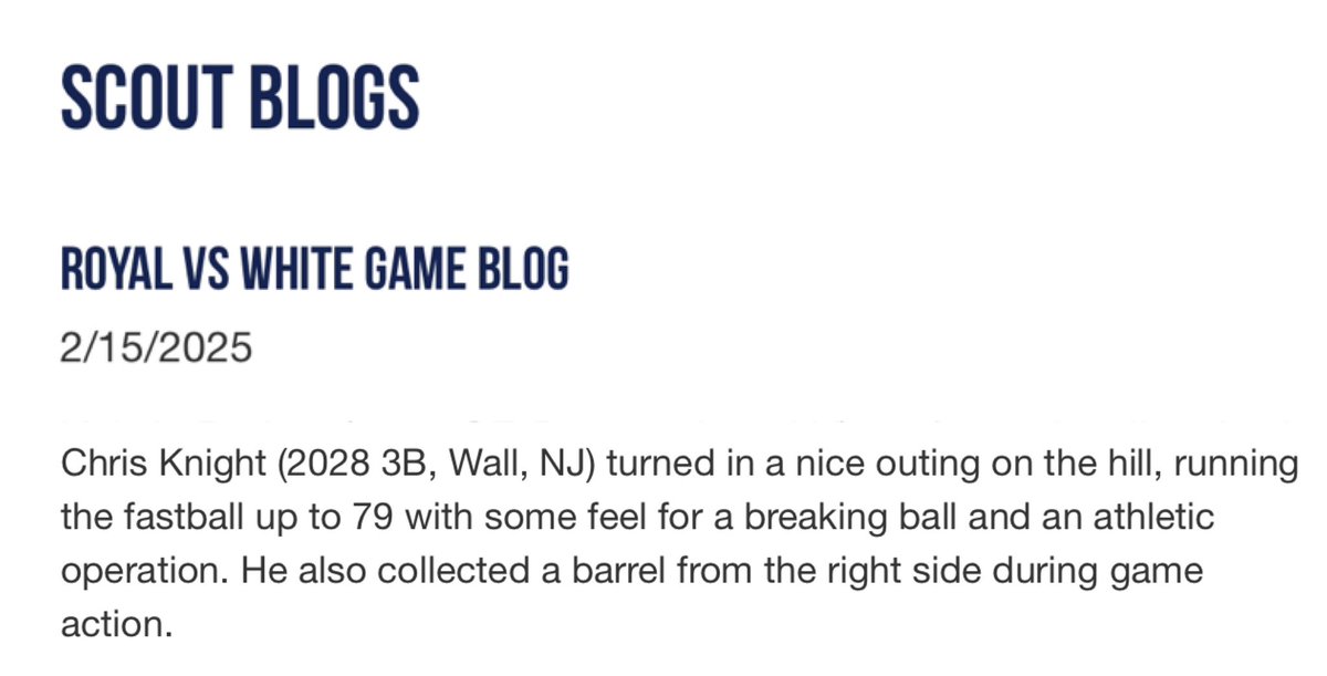Thank you <a href="/PGShowcases/">PG Showcases</a> <a href="/PG_Scouting/">Perfect Game Scout</a> for the Scout Blog write up <a href="/PGMidAtlantic/">Perfect Game Mid-Atlantic</a> Feb 15, 2025 @intensityball <a href="/CoachPedlowe/">Joe Pedlowe</a> <a href="/CoachCoyBNCSA/">Coy Barnett</a> 
📝 perfectgame.org/Events/EventBl…