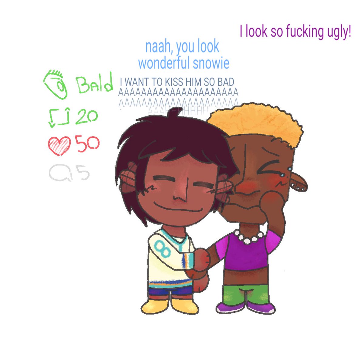 l3mon_ju1ce's tweet photo. I think Raj likes the haircut =w=
#totaldramaisland #TotalDrama #rajtotaldrama #bowietotaldrama #rajbow #bowraj https://t.co/9H3DaPb1iy
