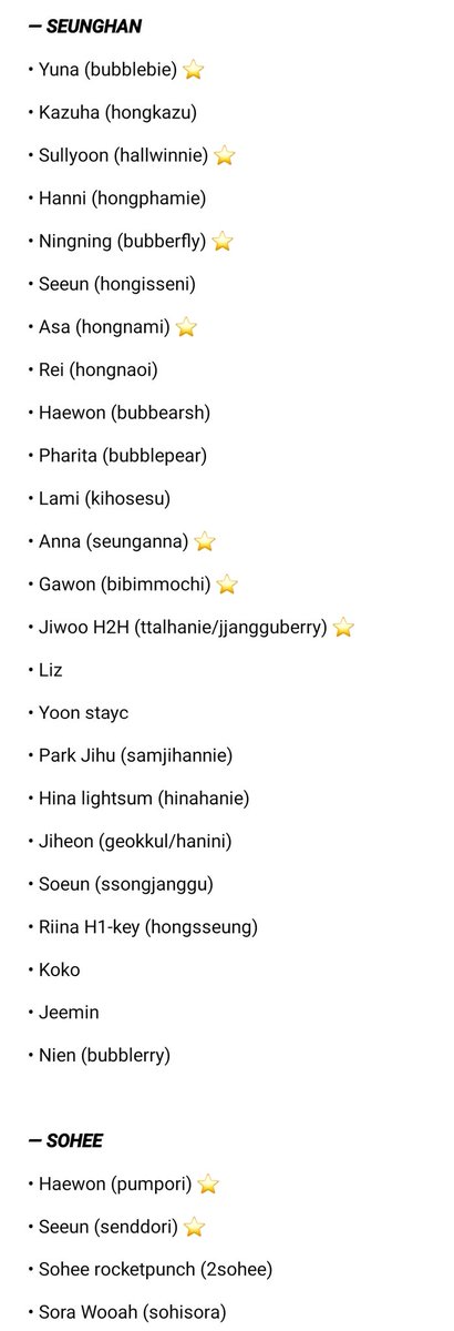 pawwrites's tweet photo. @bxghouse silakan pilih nder, kl ult aku: #guiflies #doustane #kawaibbin #chaebbin #hongnayu #seunganna #bubberfly #jjangguberry #bibimmochi #bambyeol #songjigu #songguri #silverissante #pumpori #suisoyi #jangwonton #toniwoni #hollachio #leenamia (sisanya liat yg di star-in aja) https://t.co/BoFZE6ASWe