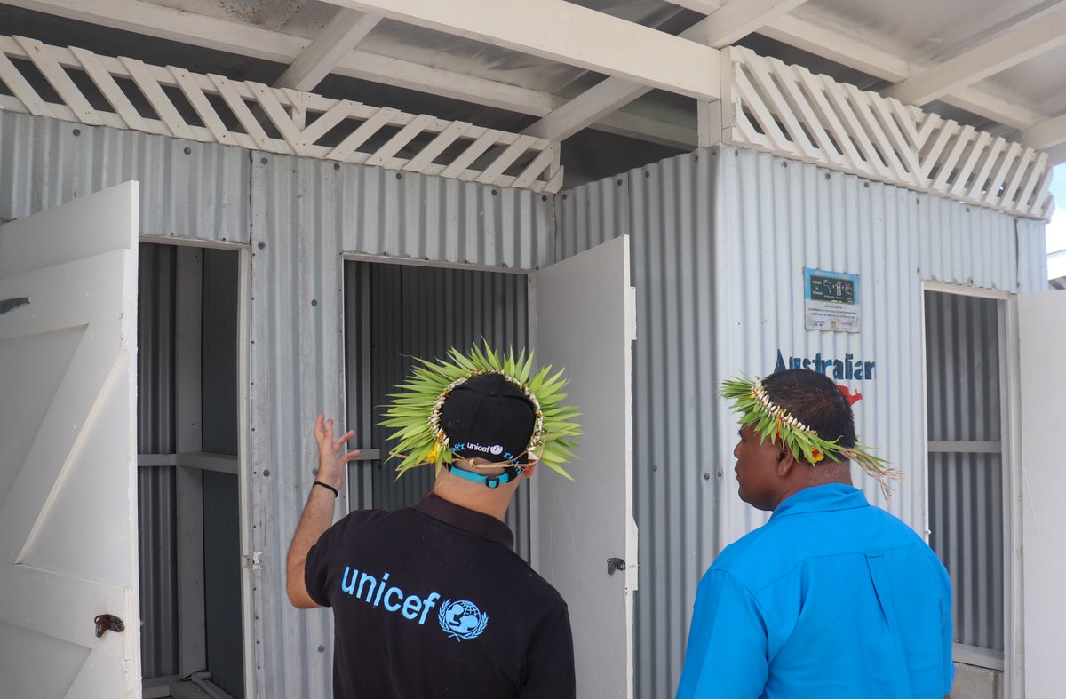These children from Kiribati are celebrating the completion of Water, Sanitation and Hygiene (WASH) facilities in their school.

Thanks to support from <a href="/dfat/">Department of Foreign Affairs and Trade 🇦🇺</a>, UNICEF’s WASH in school facilities project is reaching children with access to clean water, proper sanitation &amp; hygiene.
